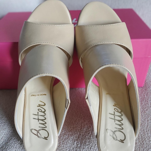 Butter italian leather nude wedge sandals - Picture 5 of 6